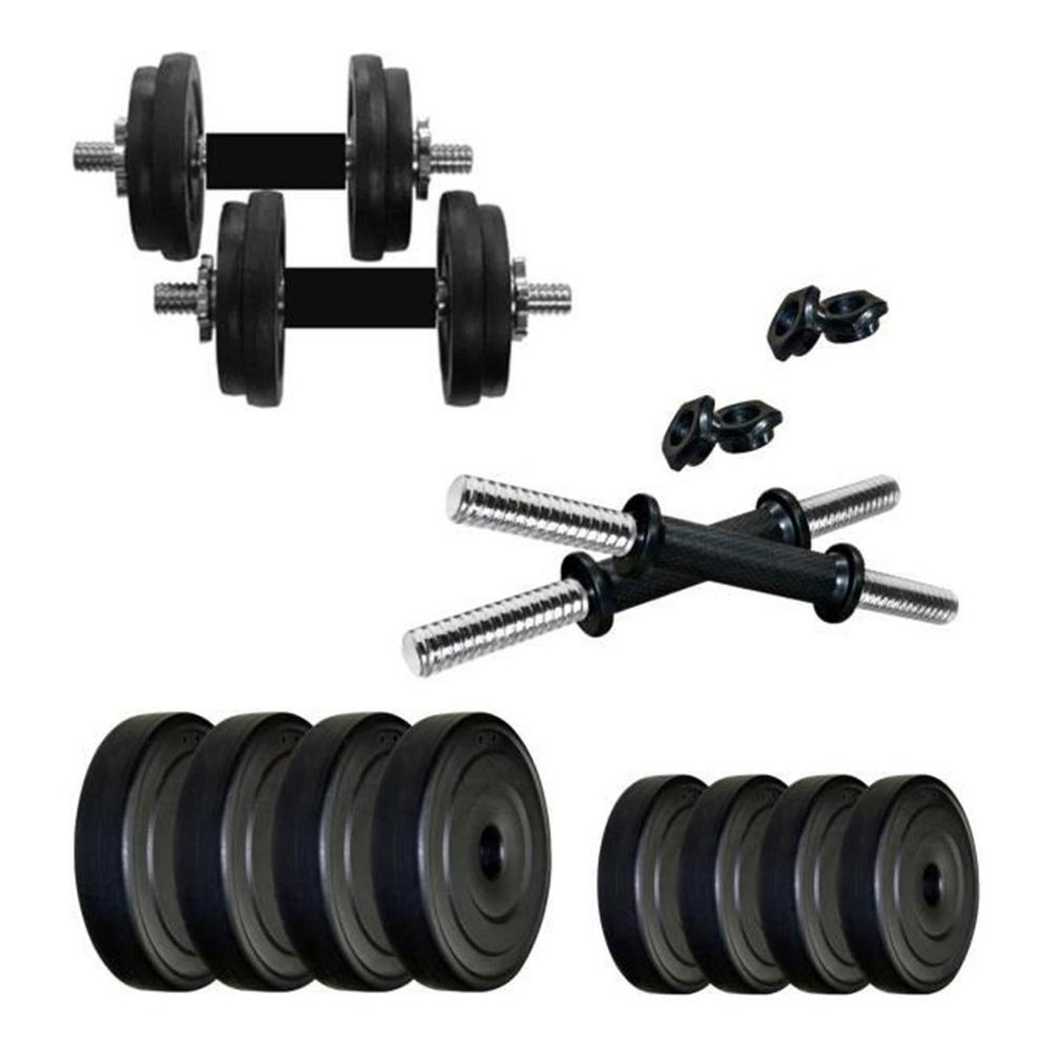 Dumbbell & Barbell Set 20kg - Black and Silver