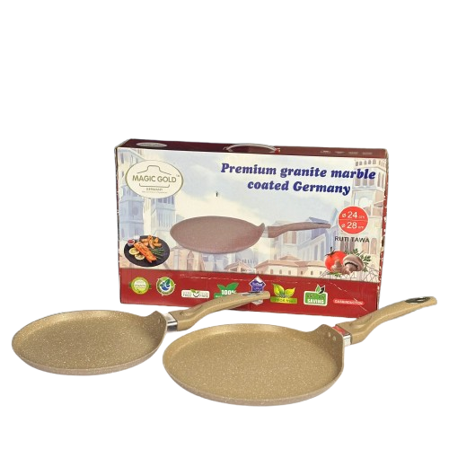 Magic Gold Premium Granite Marble Coated Ruti Tawa Set 🍳✨