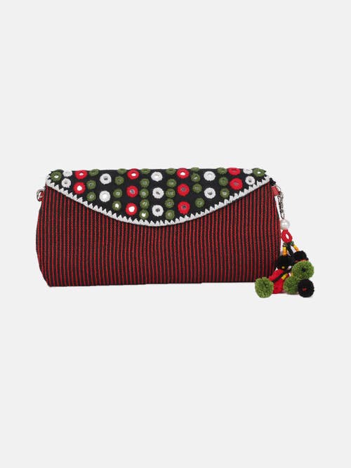Black Embroidered Purse