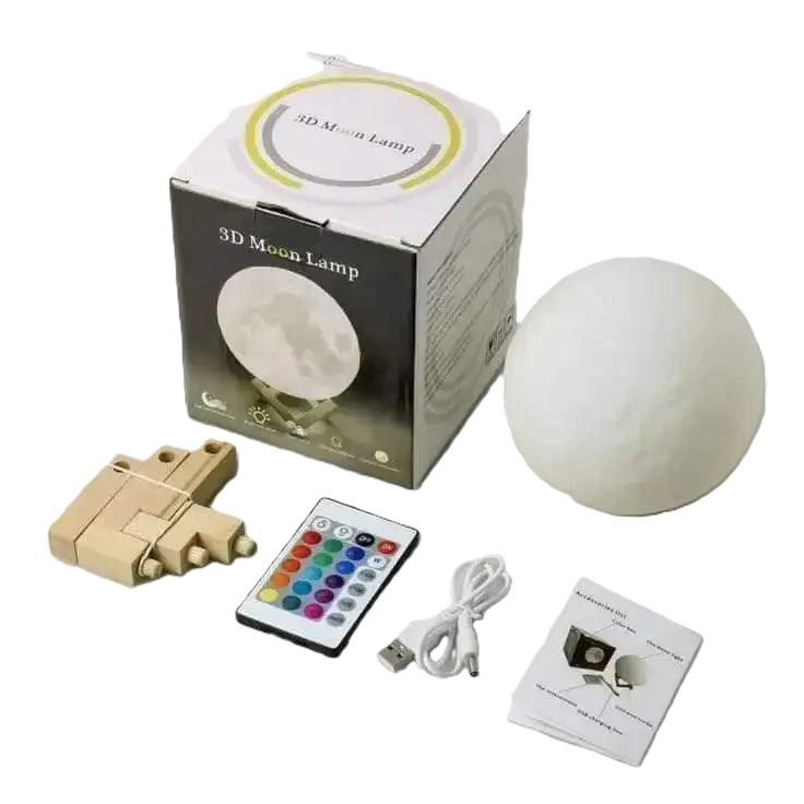 3D Moon Lamp Night Light – 16 Colors with Touch & Remote Control