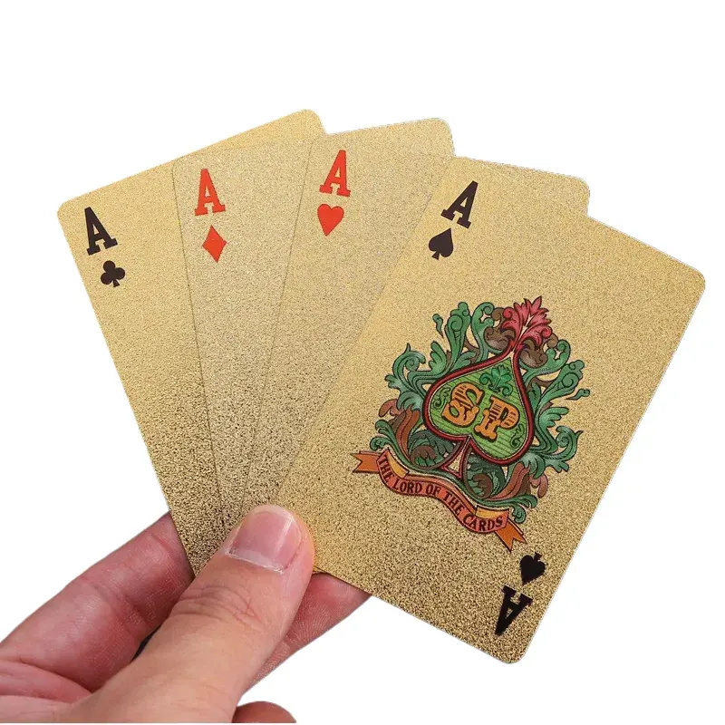 Golden Foil Waterproof Playing Cards – PVC Durable Deck for Magic Tricks, Party Games & Poker