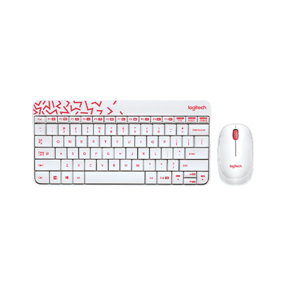 Logitech MK240 NANO Wireless Keyboard & Mouse Combo (White) – Compact, Ambidextrous Design, USB Receiver