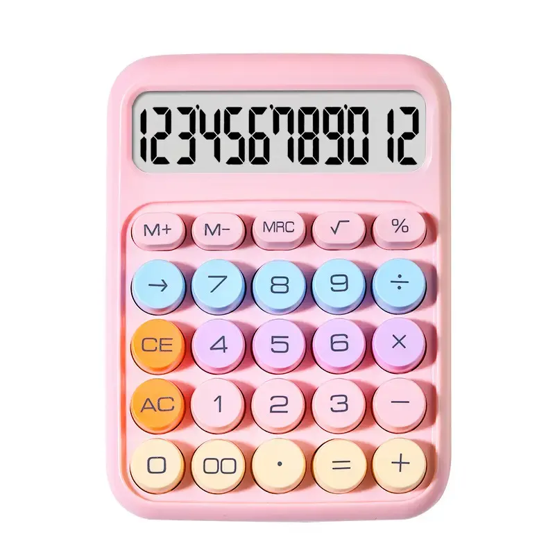 Colorful 12-Digit Desktop Calculator | Large LCD Display | Tax & Accounting Calculator | Battery-Operated, Anti-Slip & Portable
