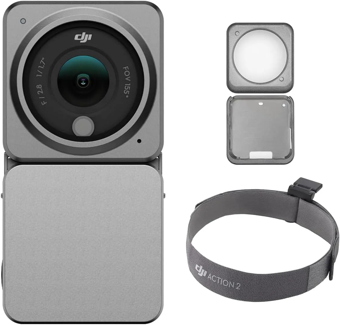 DJI Action 2 Dual-Screen Combo 4K Action Camera – Portable, Wearable, Waterproof, HorizonSteady, 120fps, WiFi & Bluetooth