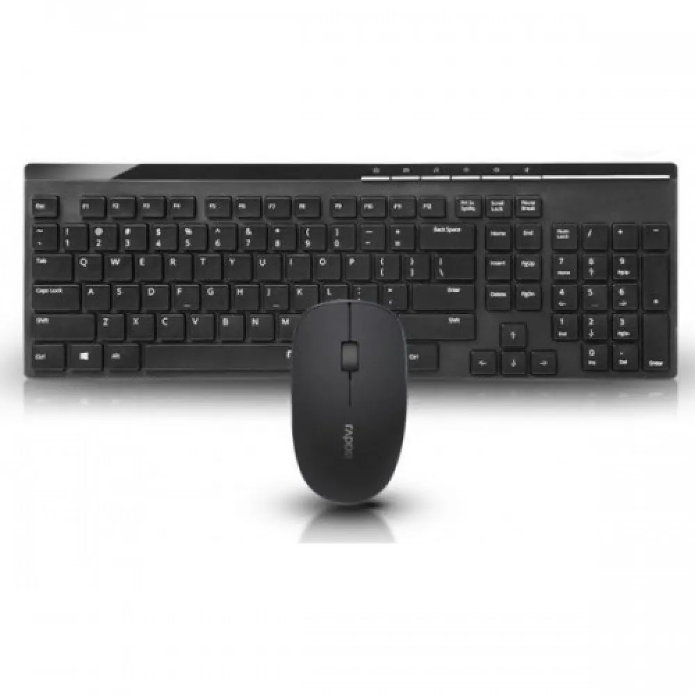 Rapoo X8100 Wireless Multimedia Keyboard & Optical Mouse Combo - 2.4G Connection, Laser Carved Keycaps, 1000 DPI, Long Battery Life