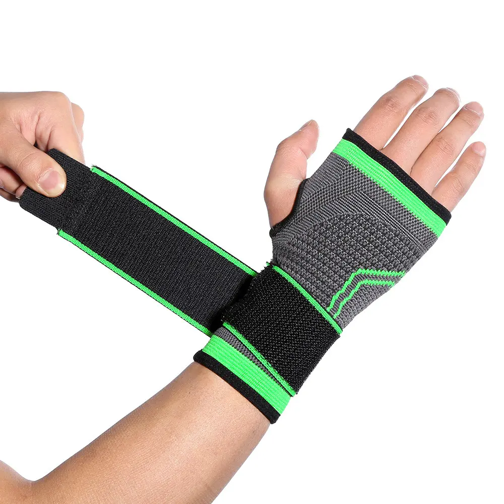 One-Piece Compression Wrist Brace | Adjustable Pressure Belt | Sport Protection Wristband | Knitting Pressurized Support for Wrist & Palm