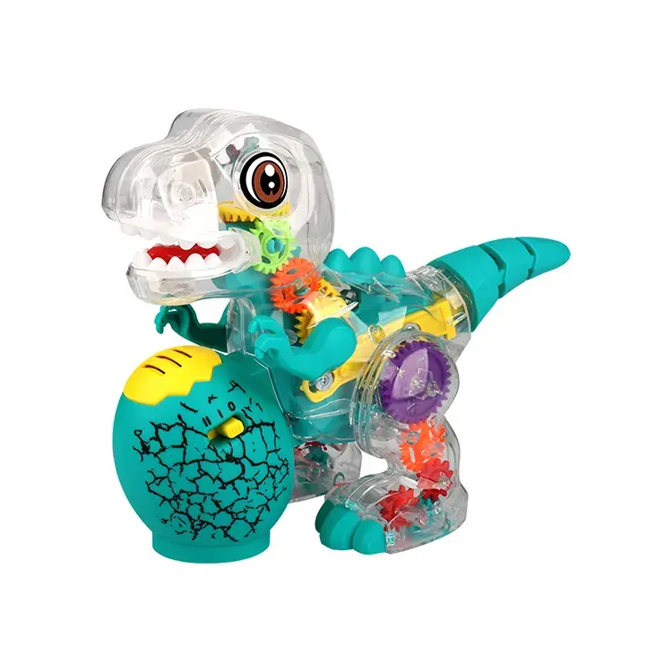 Electric Transparent Gear Dinosaur Toy | Light-Up Tyrannosaurus Rex with Music & Universal Wheels
