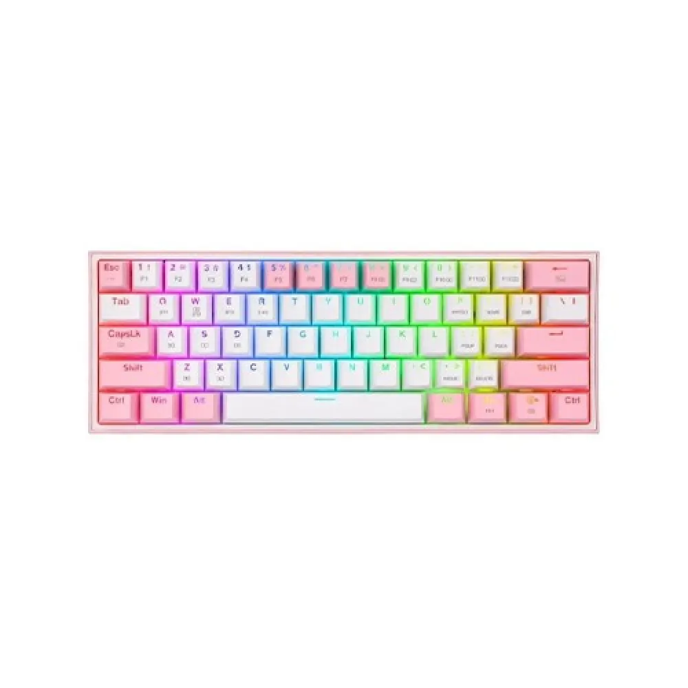 Redragon K616 Fizz Pro Red Switch Wireless Mechanical Keyboard – 61 Keys, Tri-Mode, RGB, Rechargeable, Ergonomic Design