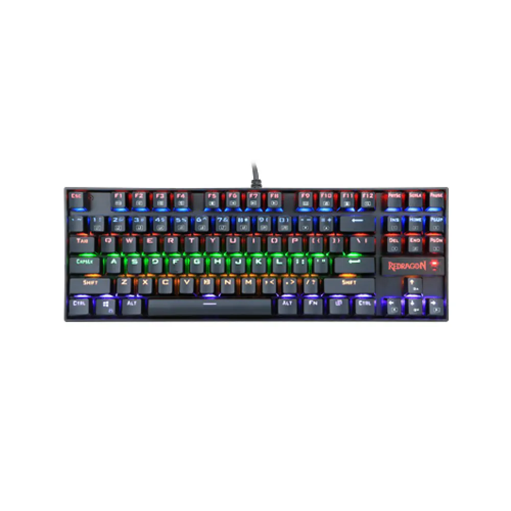 Redragon K552 KUMARA Rainbow RGB Backlit Mechanical Gaming Keyboard – 87 Keys, Red Switch, Ultra-Durable, Compact Design