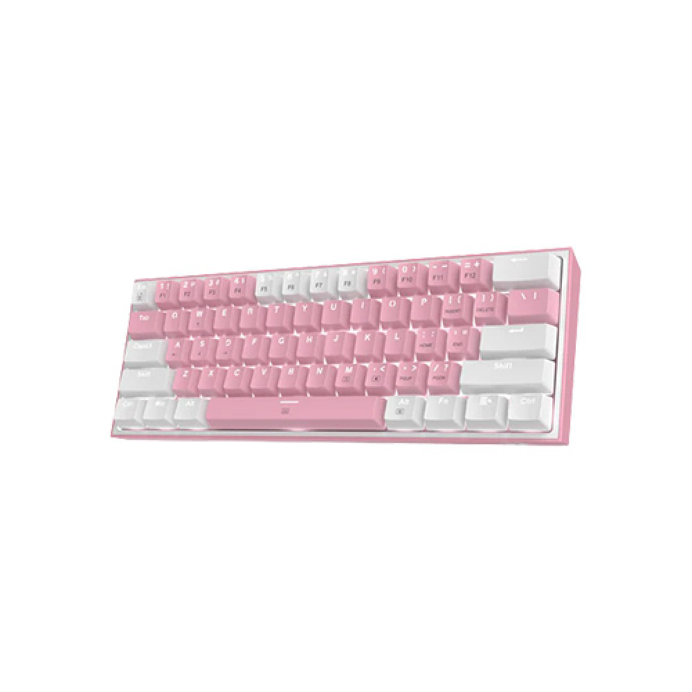 Redragon K617 Fizz 60% Wired RGB Gaming Keyboard (White & Pink) – Ultra-Compact, Hot-Swappable Red Switches, Customizable RGB
