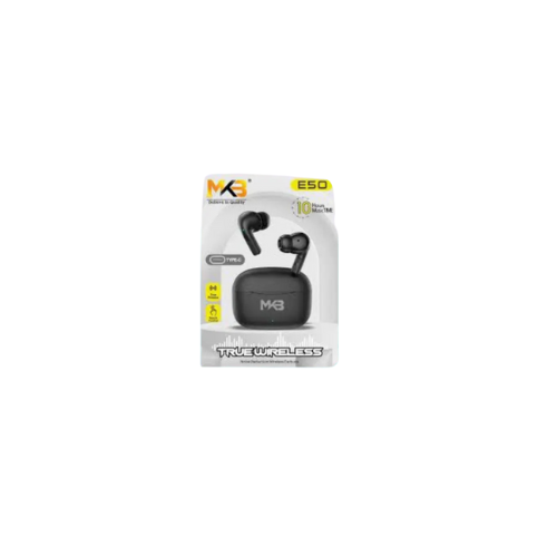 MKB E50 True Wireless Earbuds – Bluetooth 5.0, HD Stereo Sound, 24H Battery with Charging Case, Touch Controls, Noise Cancellation, IPX5 Sweatproof, Voice Assistant Compatible